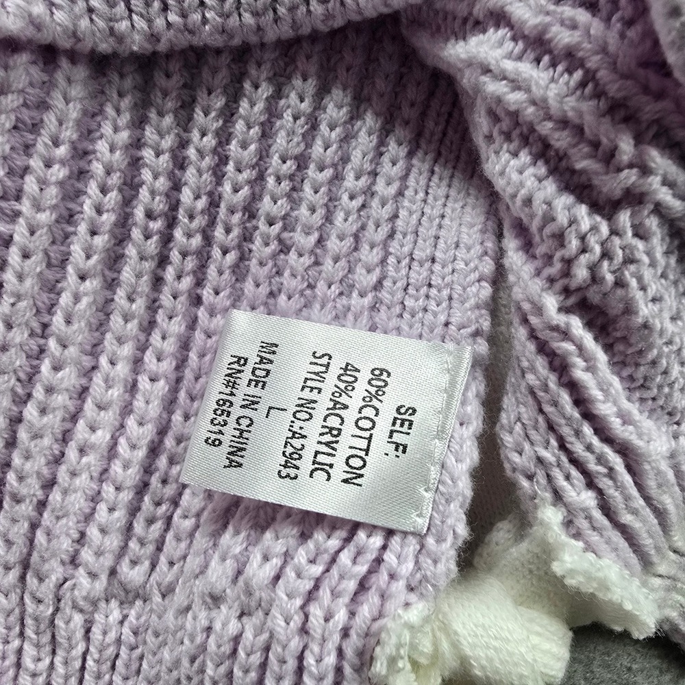Day + Moon Lavender Cable Knit Sweater Vest Side Bow Ties V-Neck Large A2943 - Picture 4 of 8